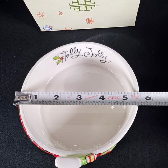 Fitz and Floyd Holly Hat Snowman White Embossed Sentiment Bowl In Original Box - Picture 9 of 11